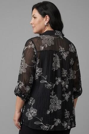 Angelino Büyük Beden Kendinden Nakışlı Siyah İkili Takım - Angelino Moda (1)