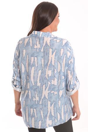 Angelino Büyük Beden Mavi Dijital Baskılı Desenli Gömlek - 5