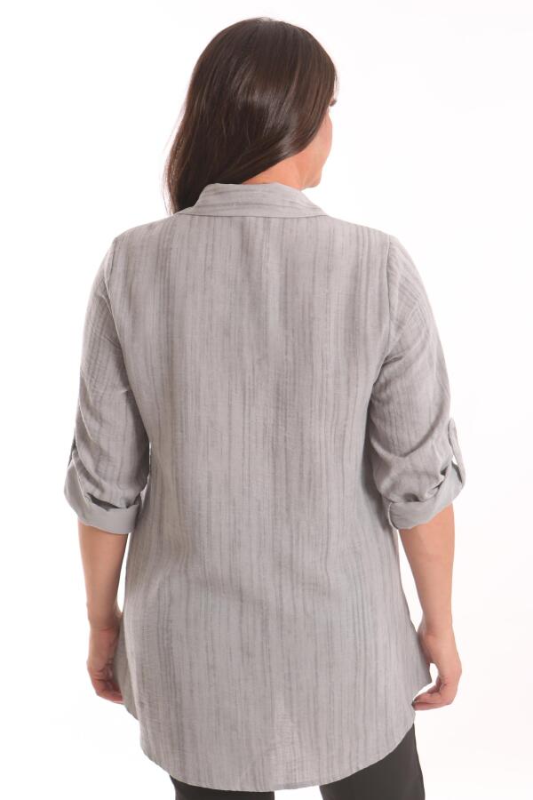 Angelino Büyük Beden Siyah Taş Baskılı Allerli Gömlek - 5