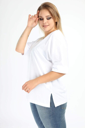 Angelino Büyük Beden V Yaka Duble Kol T-Shirt 2557 - 6