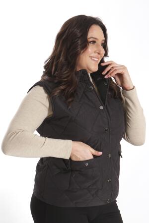 Büyük Çıt Çıt Düğmeli Kapitone Siyah Yelek - 6