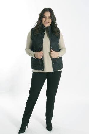 Angelino Büyük Çıt Çıt Düğmeli Kapitone Siyah Yelek - 3