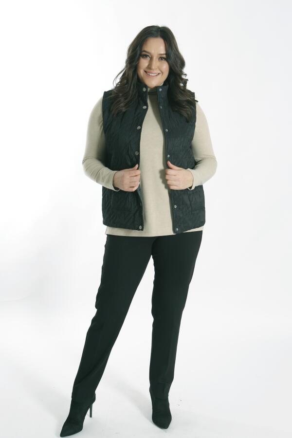 Angelino Büyük Çıt Çıt Düğmeli Kapitone Siyah Yelek - 3