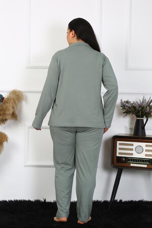 Angelino Underwear Women's Large Size Cotton Pocket Buttoned Khaki Pajama Set 202401 - 5