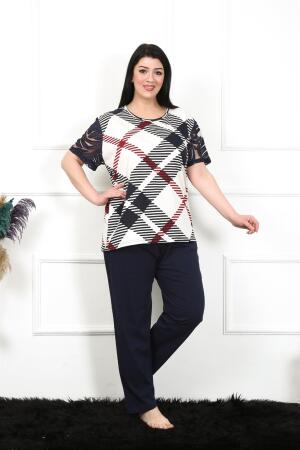 Angelino Kadın 5XL-6XL-7XL-8XL Büyük Beden Kısa Kol Pijama Takım 75003 - 1