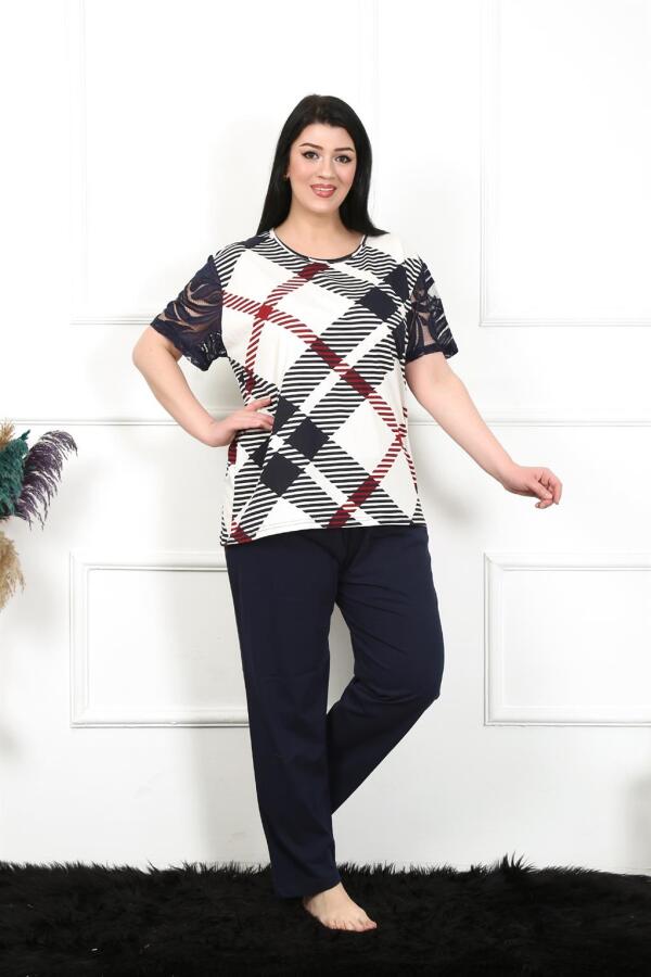 Angelino Kadın 5XL-6XL-7XL-8XL Büyük Beden Kısa Kol Pijama Takım 75003 - 1