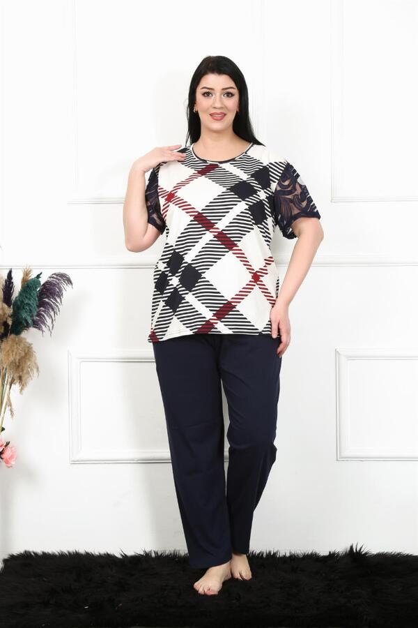 Angelino Kadın 5XL-6XL-7XL-8XL Büyük Beden Kısa Kol Pijama Takım 75003 - 2