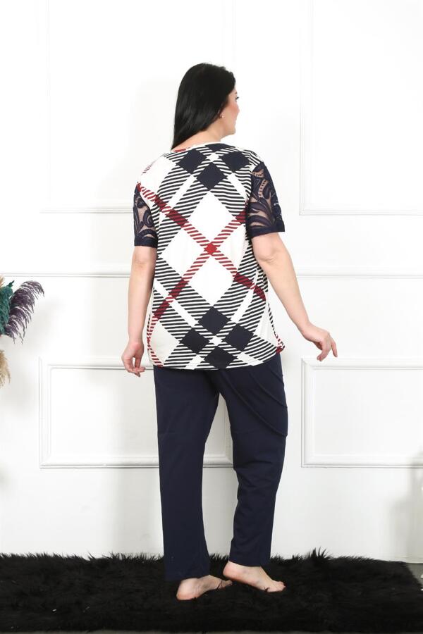 Angelino Kadın 5XL-6XL-7XL-8XL Büyük Beden Kısa Kol Pijama Takım 75003 - 4