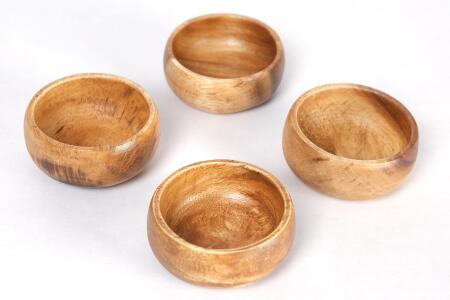 Natura 4'Lü Akasya Yuvarlak Mini Sosluk Çerezlik - Angelino Moda