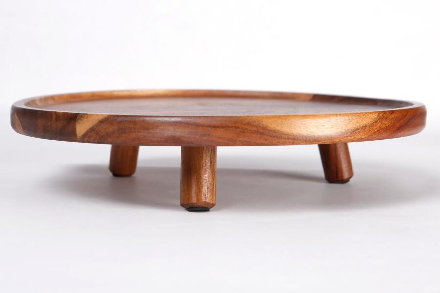 Natura Akasya Ayaklı Yuvarlak Büyük Sunum Tabağı 32x6 cm - 2