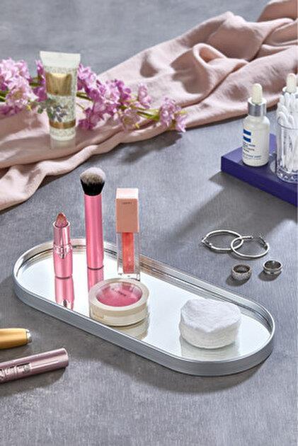 Oval Aynalı Gümüş 12x30 İkramlık Kahve ve Çay Sunum Tepsisi (Çok Amaçlı) - 1