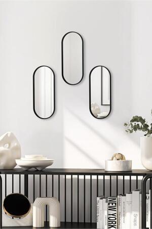 Oval Aynalı Siyah 12x30 İkramlık Kahve ve Çay Sunum Tepsisi (Çok Amaçlı) - Angelino Moda (1)