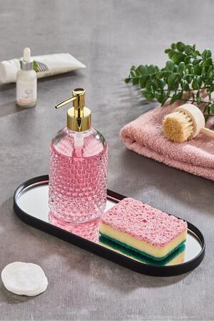 Oval Aynalı Siyah 3'lü 12x30 İkramlık Kahve ve Çay Sunum Tepsisi (Çok Amaçlı) - 1