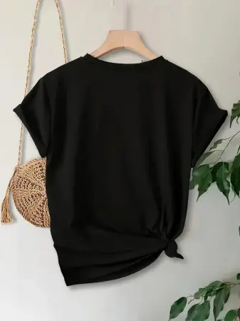 Anneler Günü Hediye Anne Temalı Baskılı Oversize Bisiklet Yaka T-shirt - Siyah - 3