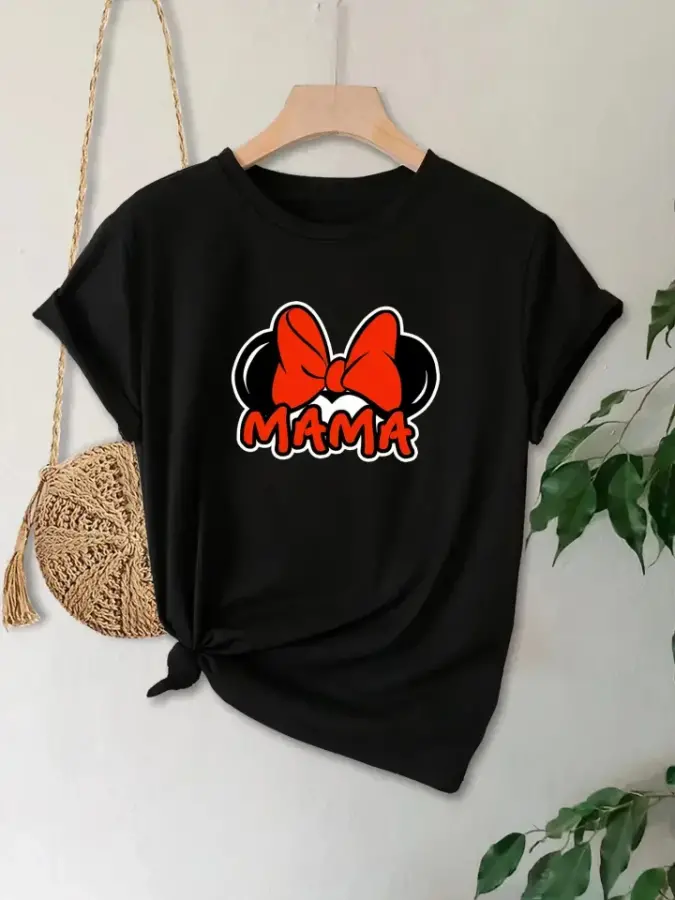 Anneler Günü Hediye Anne Temalı Baskılı Oversize Bisiklet Yaka T-shirt - Siyah - 4