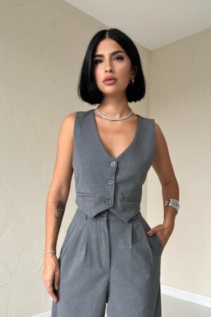 Antrasit Klas Ceket Ve Yelek Ve Pantolon Takım - 2