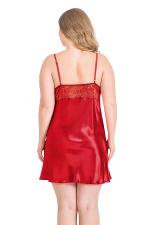 Aria's Closet Büyük Beden Kırmızı Kısa Saten Gecelik - 2