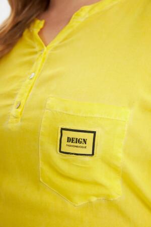 Arma Detaylı Büyük Beden Yıkamalı Bluz Sarı - RMG (1)