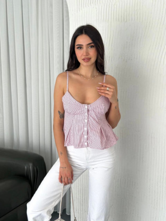 Askılı Dekolte Deraylı Crop - Kırmızı - 1
