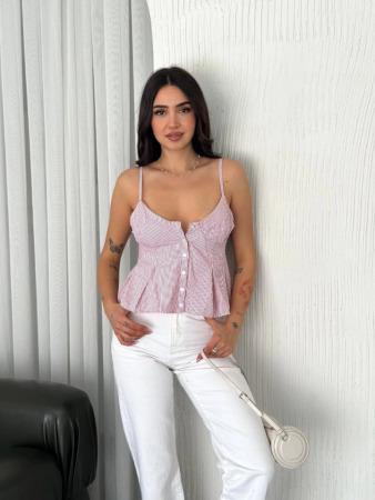 Askılı Dekolte Deraylı Crop - Kırmızı - 2