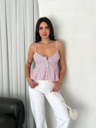 Askılı Dekolte Deraylı Crop - Kırmızı - ANGELINO BuyukBedeniz (1)