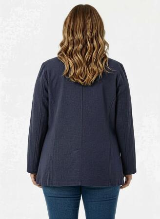 Astarsız Büyük Beden Ceket Lacivert - 5