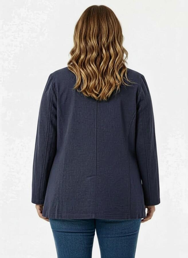 Astarsız Büyük Beden Ceket Lacivert - 5