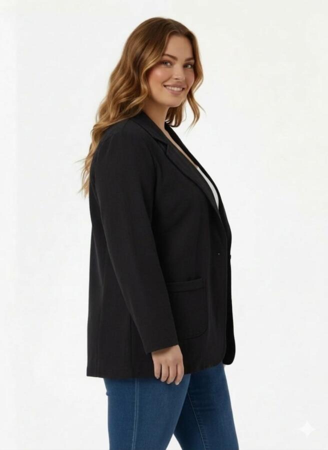 Astarsız Büyük Beden Ceket Siyah - 2