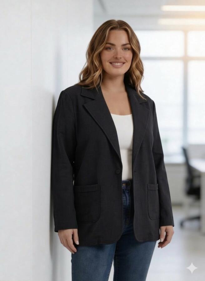 Astarsız Büyük Beden Ceket Siyah - 4