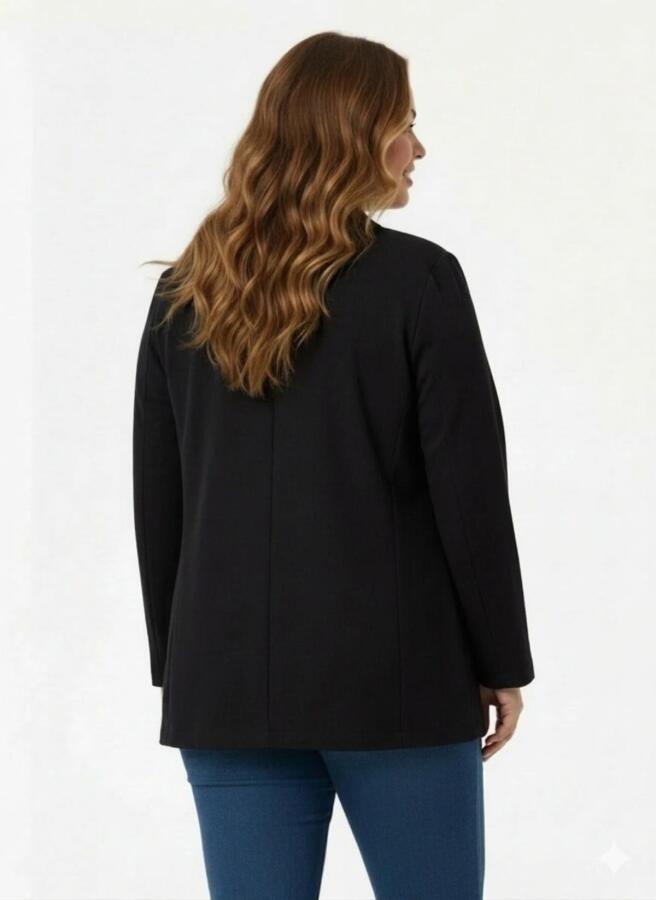 Astarsız Büyük Beden Ceket Siyah - 5