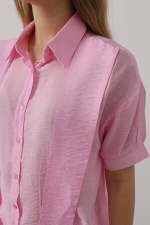 Atkı Detaylı Yarım Kol Gömlek - Pembe - 4