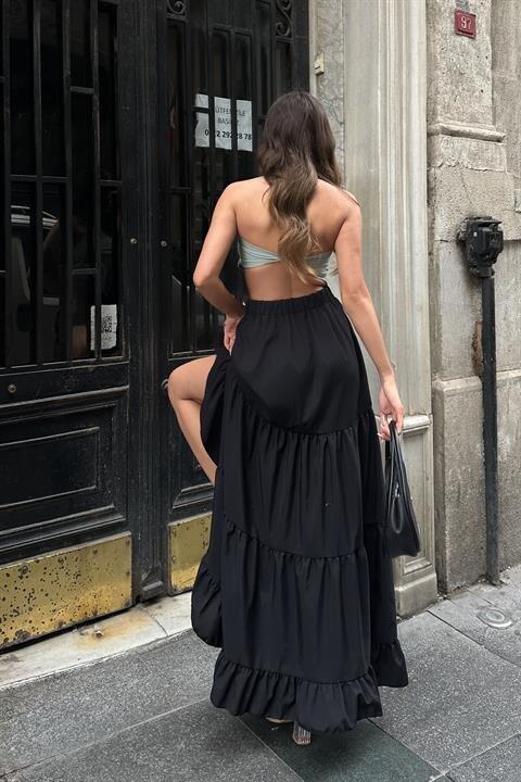 Audrey Fıfrlı Yırtmaç Detay Etek 4037 - 8