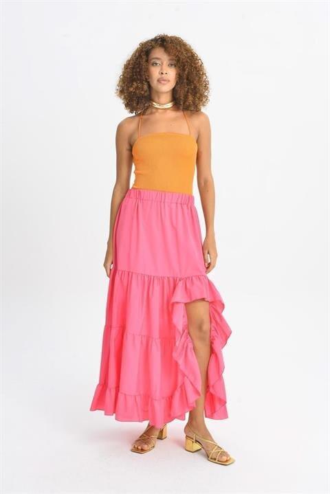 Audrey Fıfrlı Yırtmaç Detay Etek 4037 - 6