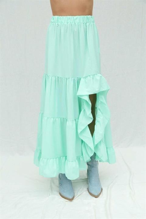 Audrey Fıfrlı Yırtmaç Detay Etek 4037 - 2