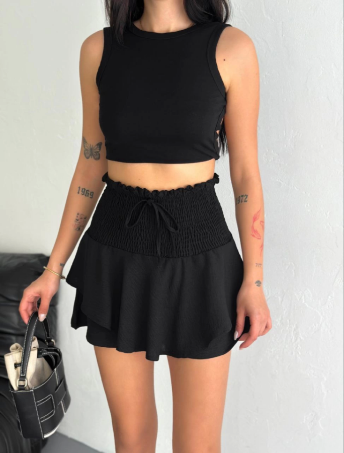 Ayrobin Şortlu Etek - Siyah - 2