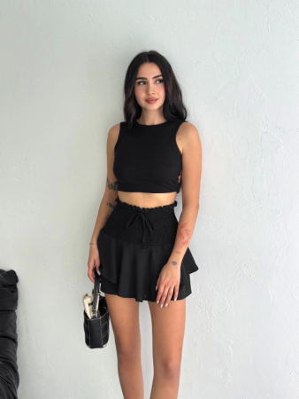 Ayrobin Şortlu Etek - Siyah - 4