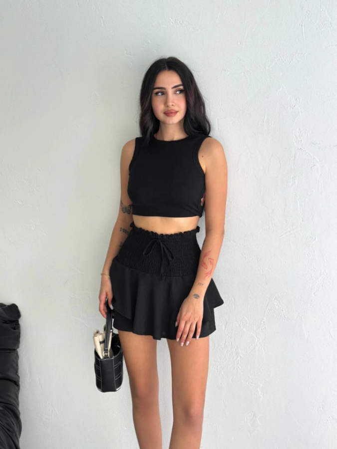 Ayrobin Şortlu Etek - Siyah - 4