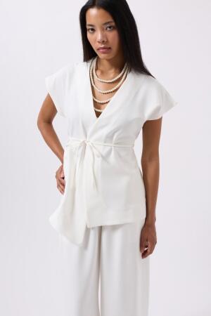 Bağcık Detay Yelek - ANGELINO BuyukBedeniz