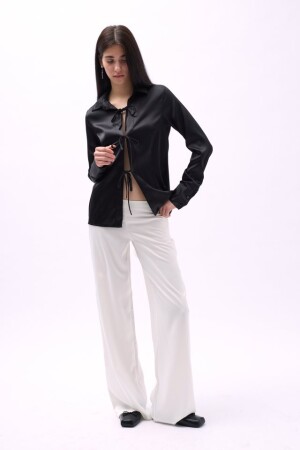 Bağlama Detay Saten Gömlek - ANGELINO BuyukBedeniz