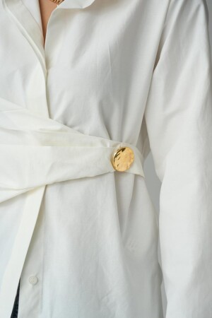 Bağlamalı Gömlek - Ekru - 4