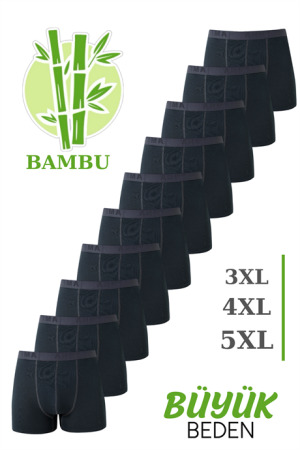 Bambu Erkek Büyük Beden Boxer Füme 10'lu Paket - 1