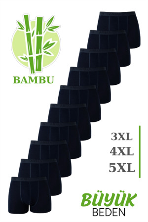 Bambu Erkek Büyük Beden Boxer Lacivert 10'lu Paket - 1