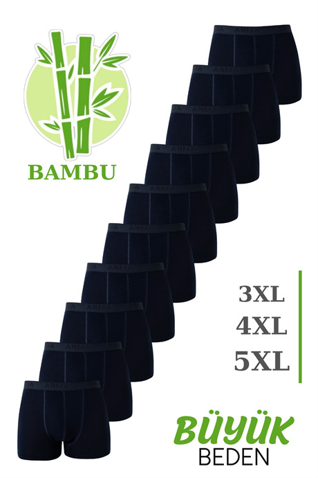 Bambu Erkek Büyük Beden Boxer Lacivert 10'lu Paket - 1