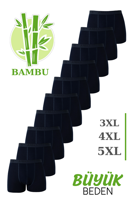 Bambu Erkek Büyük Beden Boxer Lacivert 10'lu Paket - 1