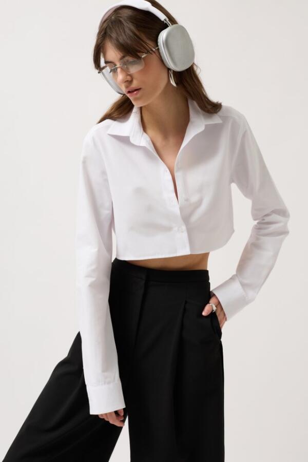 Basic Crop Gömlek - 1