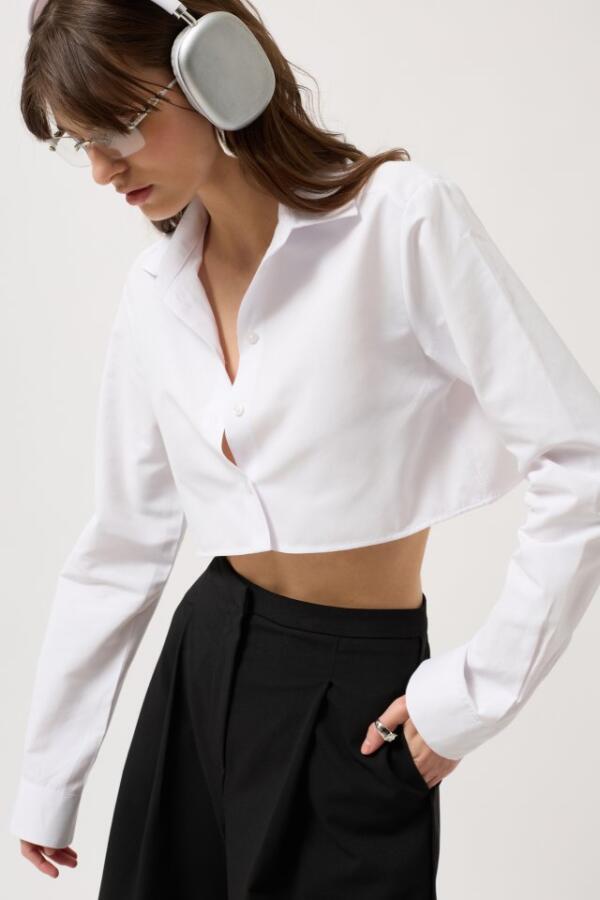 Basic Crop Gömlek - 3