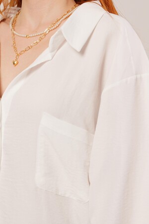 Basic Oversize Beyaz Gömlek - 3