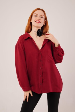 Basic Oversize Bordo Gömlek - ANGELINO BuyukBedeniz