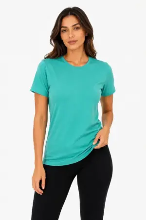 Basic Tişört Bisiklet Yaka Kısa Kol Günlük Yazlık Slim Fit T-Shirt - Su Yeşili - 1