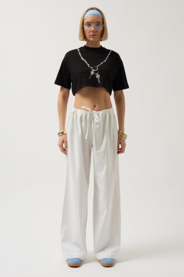 Baskılı Crop T-Shirt - 2